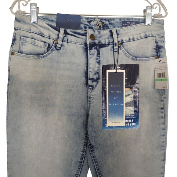 Miracle Jeans Promise 8 Wide Cuff Crop Caldera Wash Blue Denim Tummy Control - Picture 4 of 14